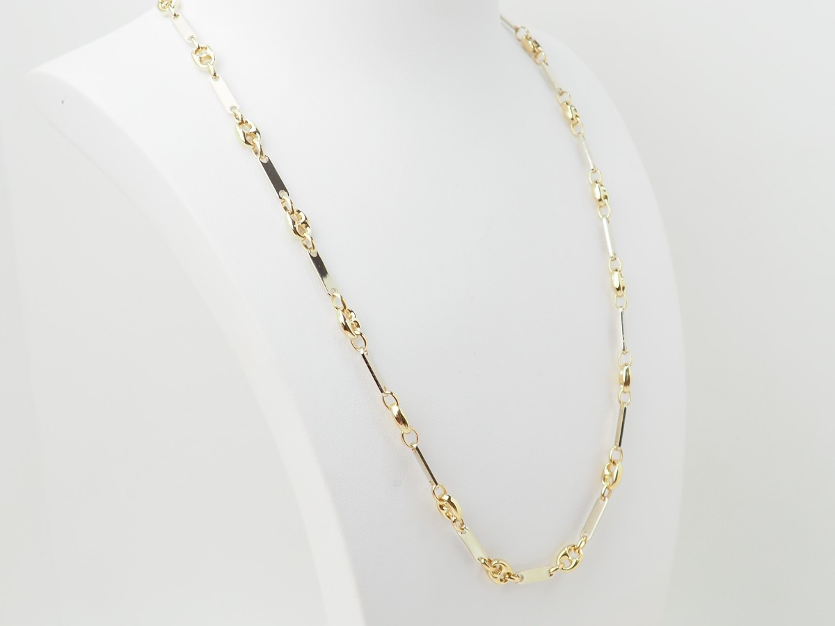 Pre-owned Yellow And White Gold Coffee Bean Necklace-photo-4