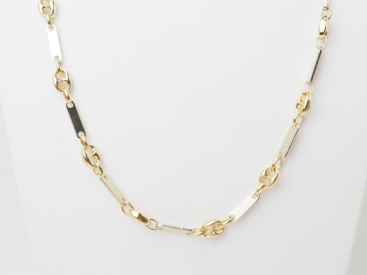 Pre-owned Yellow And White Gold Coffee Bean Necklace-photo-3