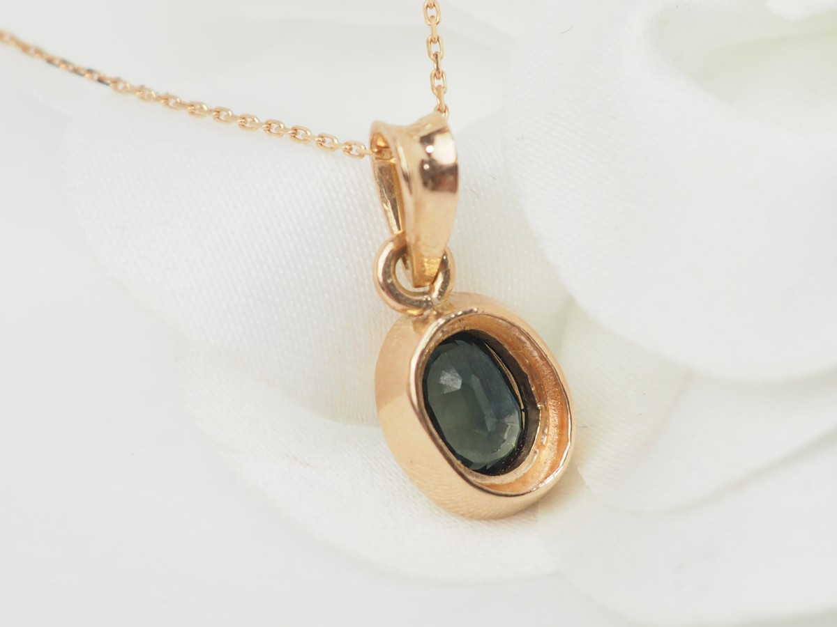 Rose Gold And Sapphire Pendant Necklace-photo-2