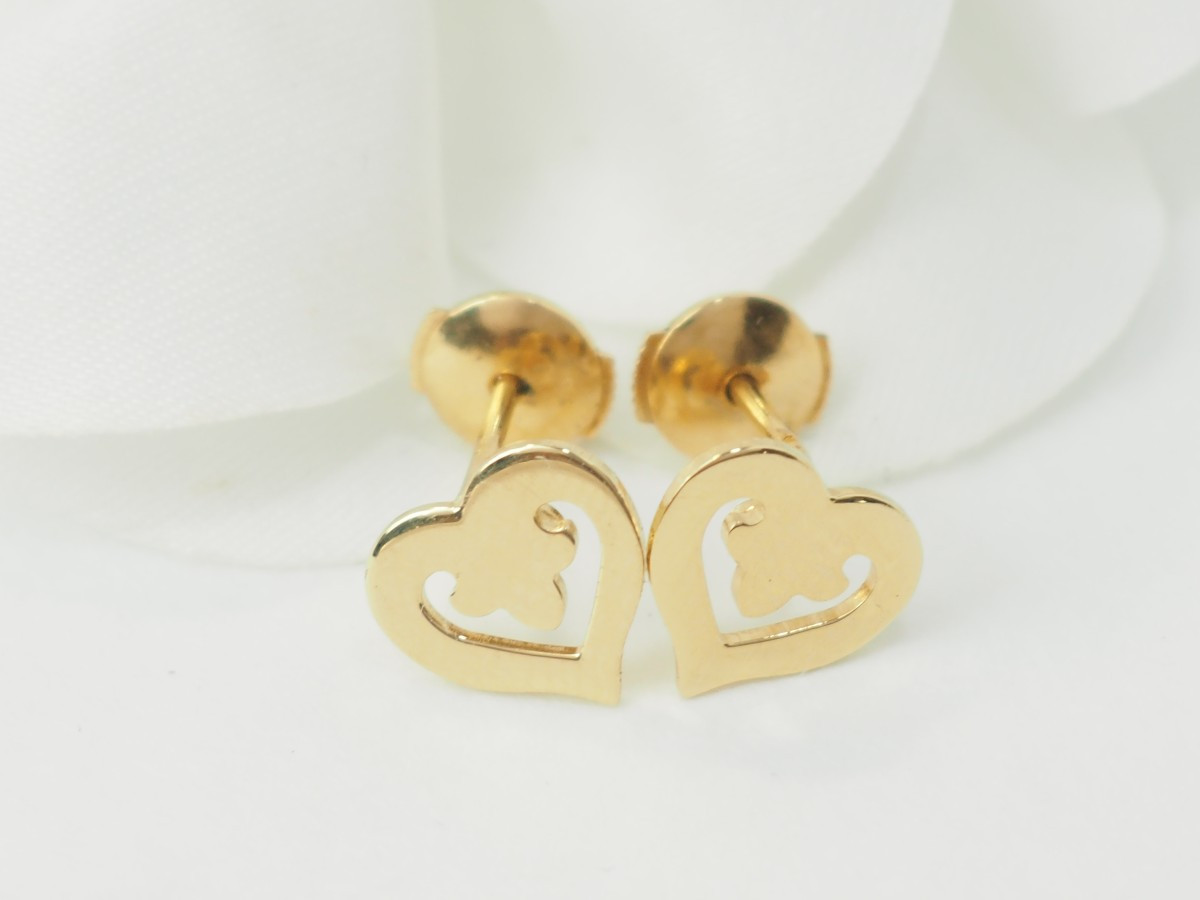 Boucles d'oreilles O.J Perrin Coeur en or jaune-photo-3