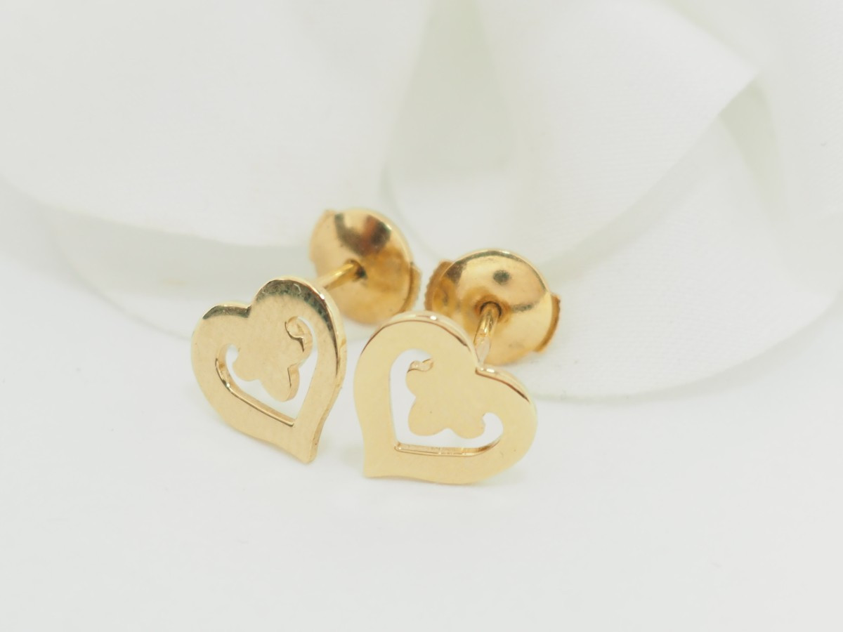Boucles d'oreilles O.J Perrin Coeur en or jaune-photo-1