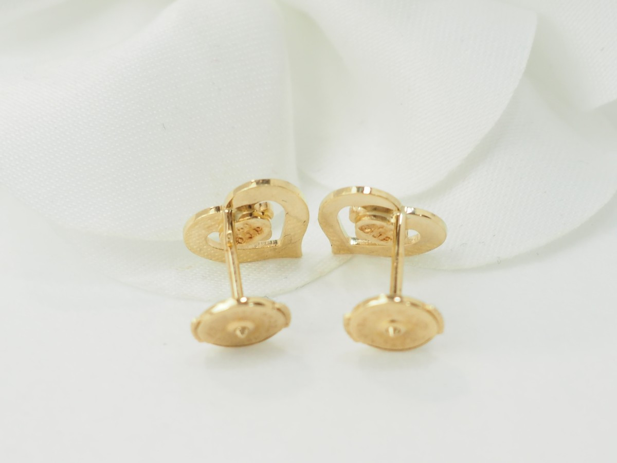 Boucles d'oreilles O.J Perrin Coeur en or jaune-photo-2