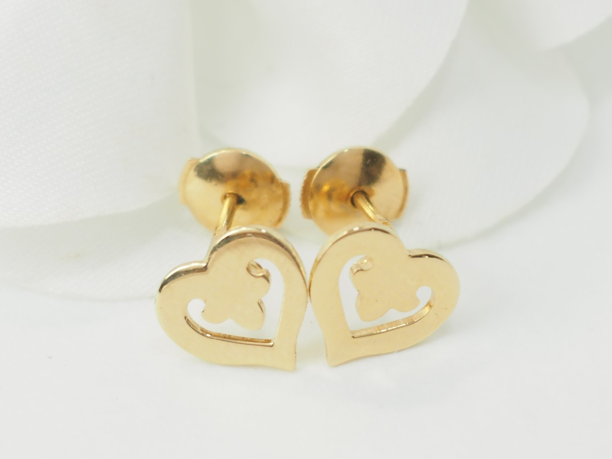 Boucles d'oreilles O.J Perrin Coeur en or jaune-photo-5
