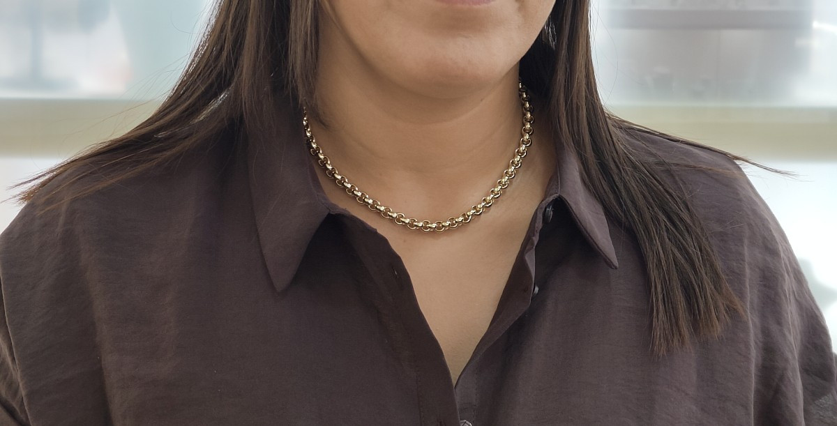 Collier maille jaseron en or jaune-photo-2