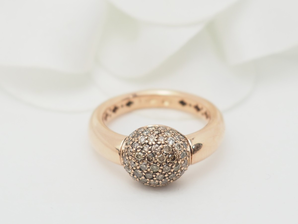 Ball Ring In Rose Gold And Cognac Diamonds-photo-2