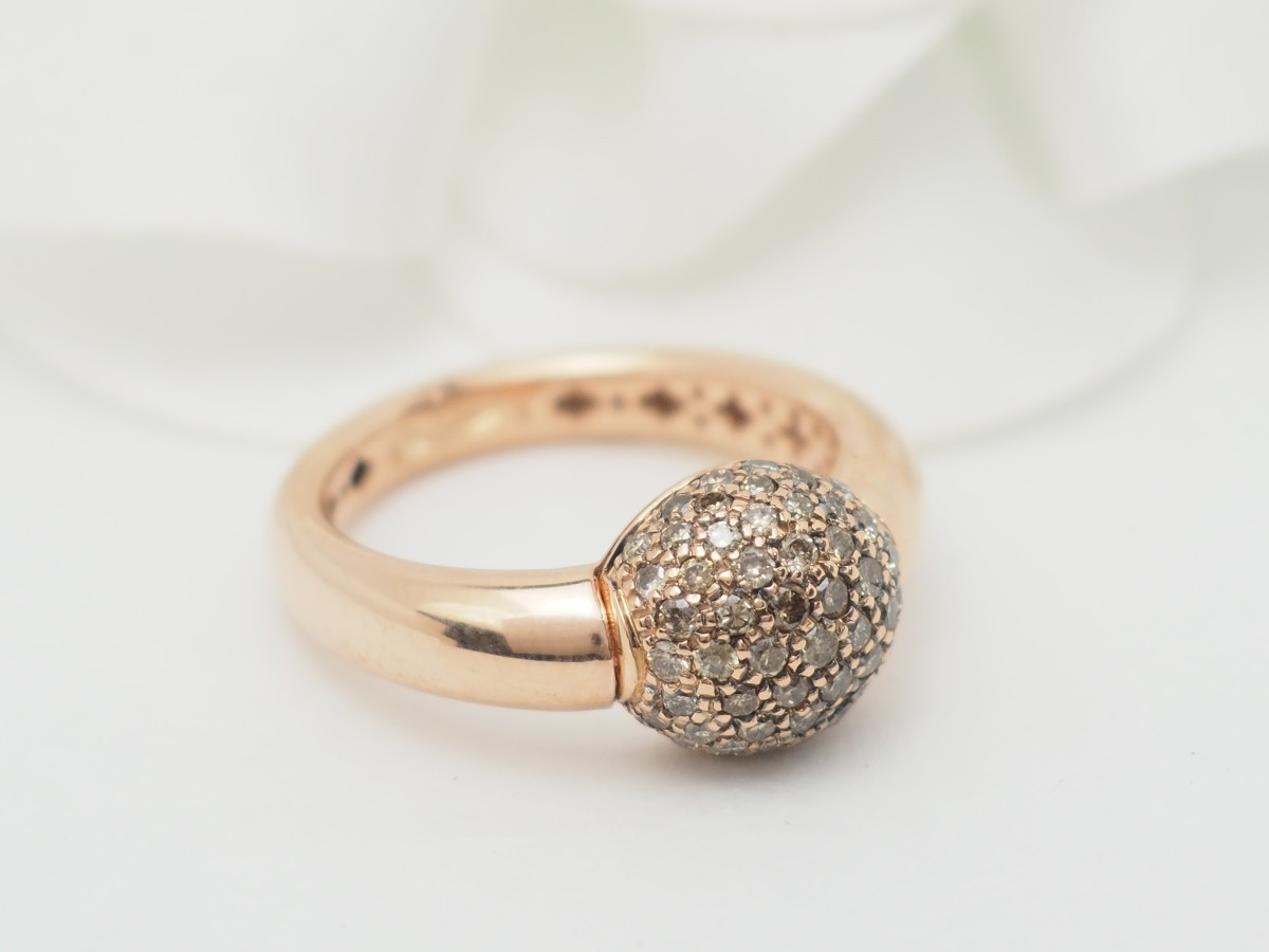 Ball Ring In Rose Gold And Cognac Diamonds-photo-3