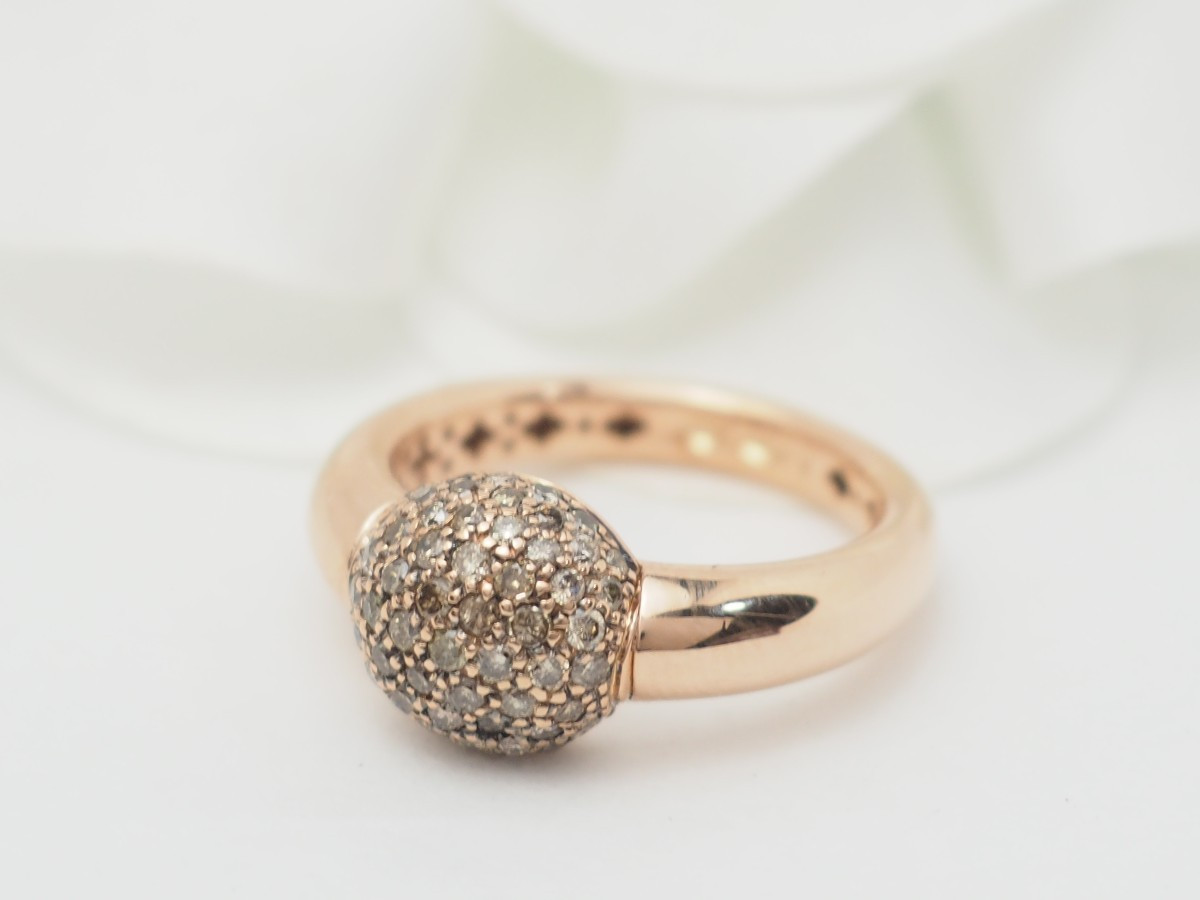 Ball Ring In Rose Gold And Cognac Diamonds-photo-4