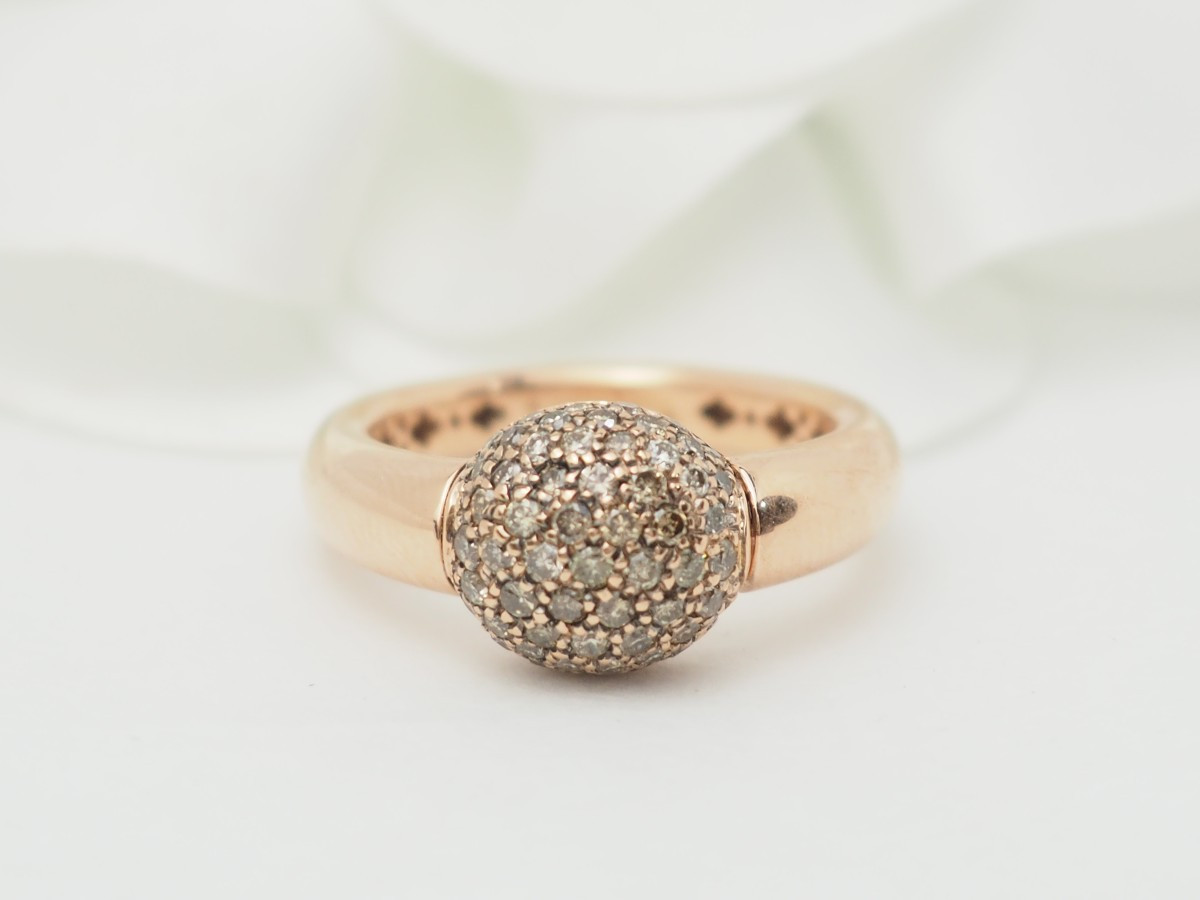 Ball Ring In Rose Gold And Cognac Diamonds-photo-5