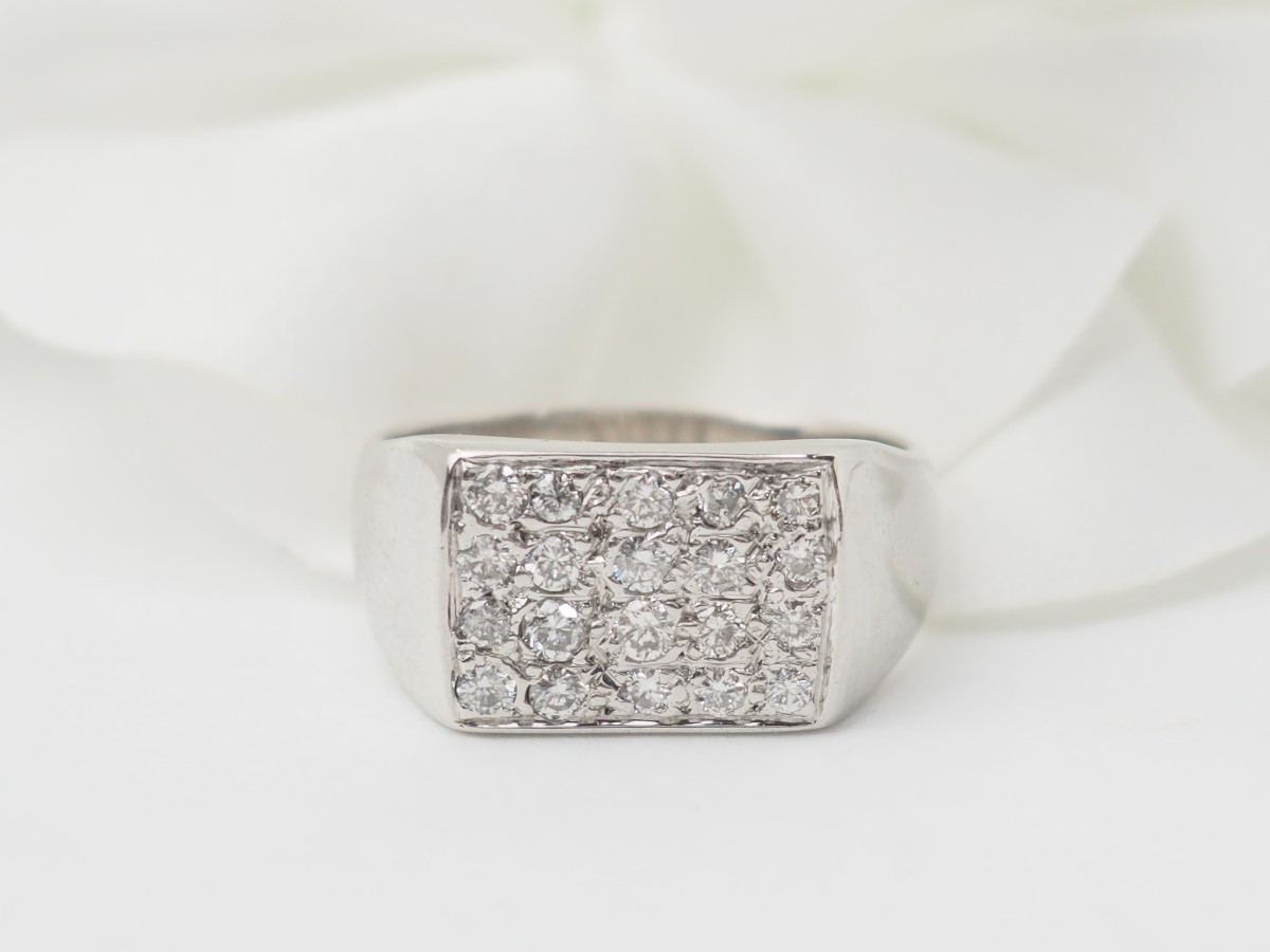 White Gold And Diamond Signet Ring 