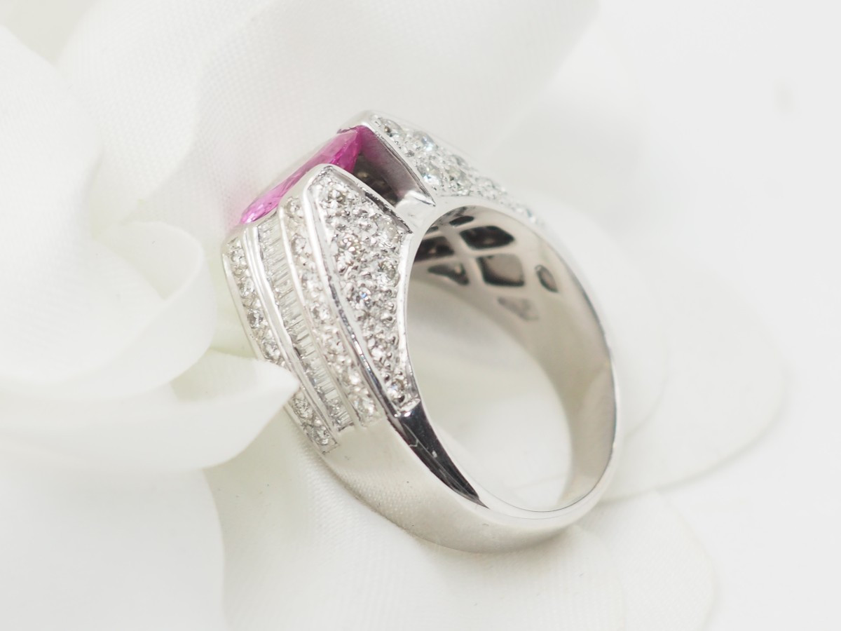 White Gold, Pink Sapphire And Diamond Bangle Ring -photo-3