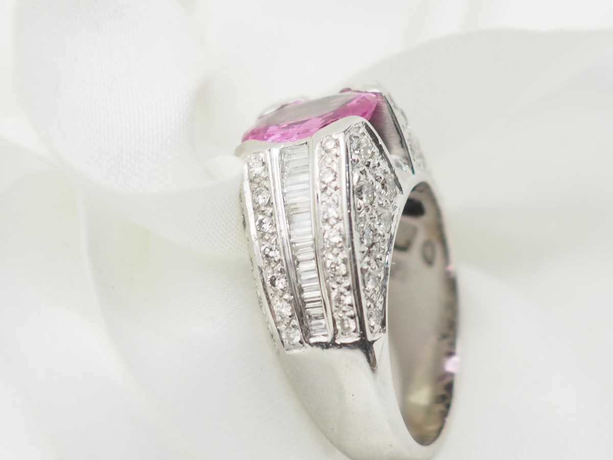 White Gold, Pink Sapphire And Diamond Bangle Ring -photo-4