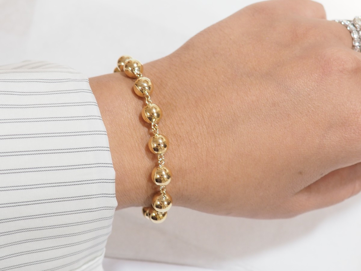 Bracelet Marseillais Boules en or jaune-photo-2