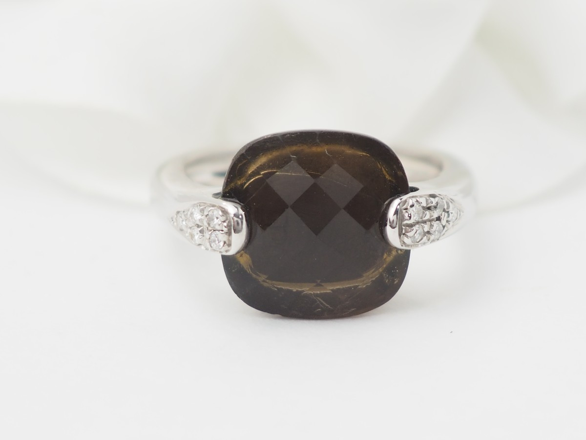 White Gold, Smoky Quartz And Diamond Ring-photo-3