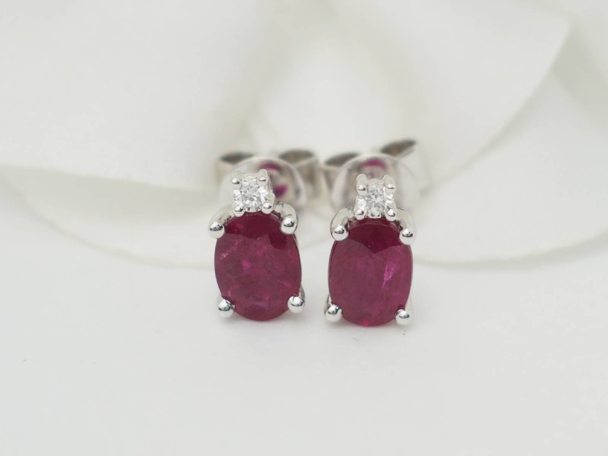 White Gold, 2.20ct Ruby And Diamond Stud Earrings-photo-4