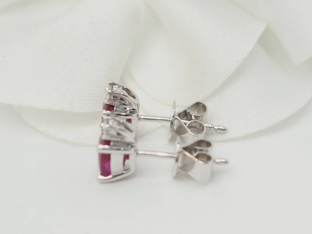 White Gold, 2.20ct Ruby And Diamond Stud Earrings-photo-2
