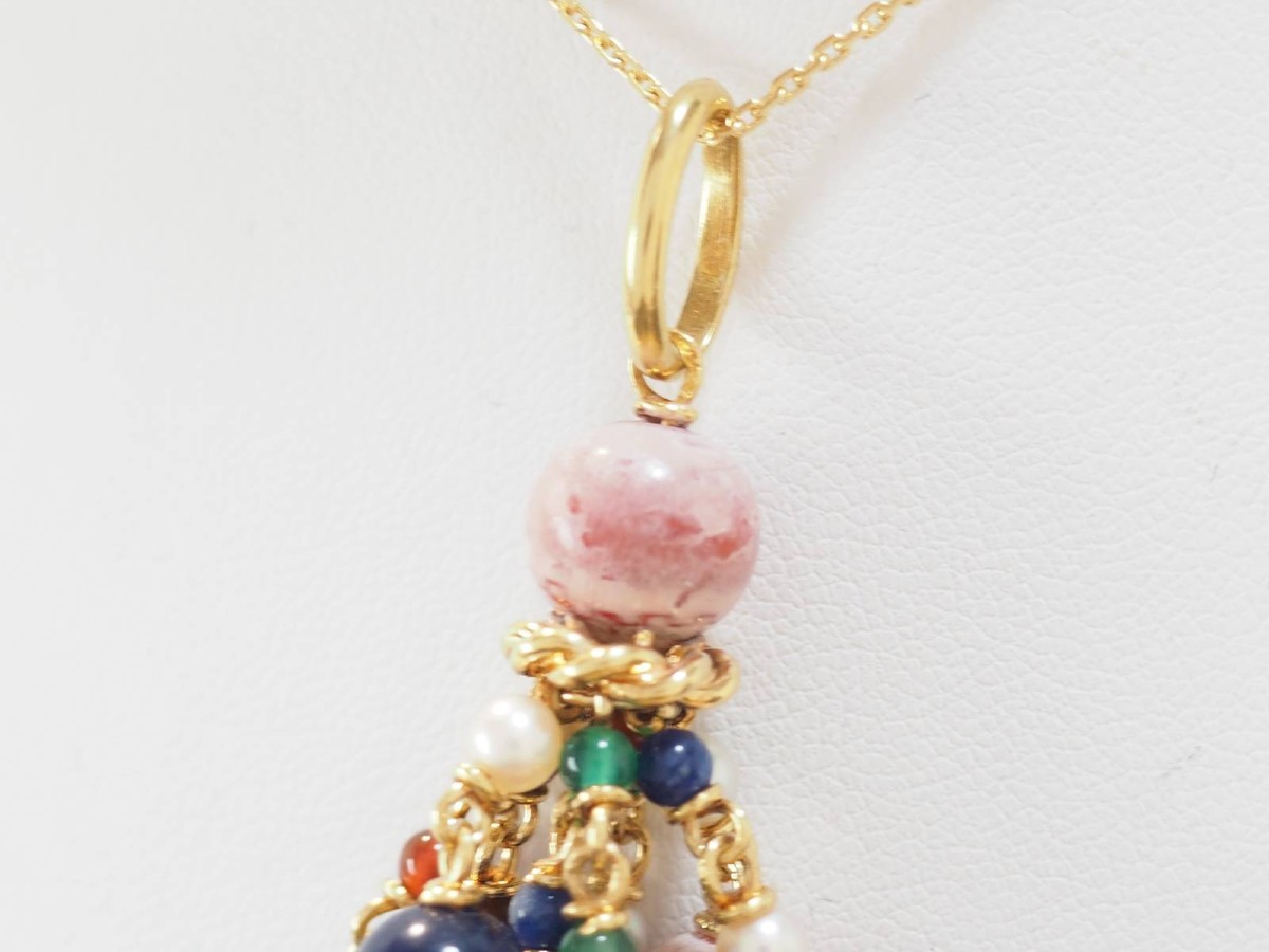 Cluster Pendant In Yellow Gold And Fine Stones -photo-1