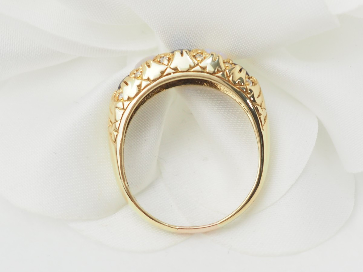 Bague jarretière en or jaune, saphirs et pierres de lune-photo-2