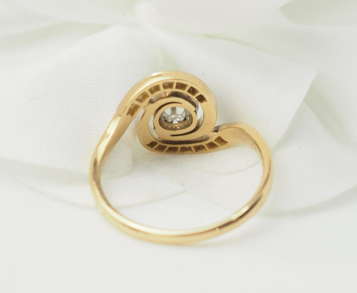 Two-tone Gold And Diamond Swirl Ring-photo-3