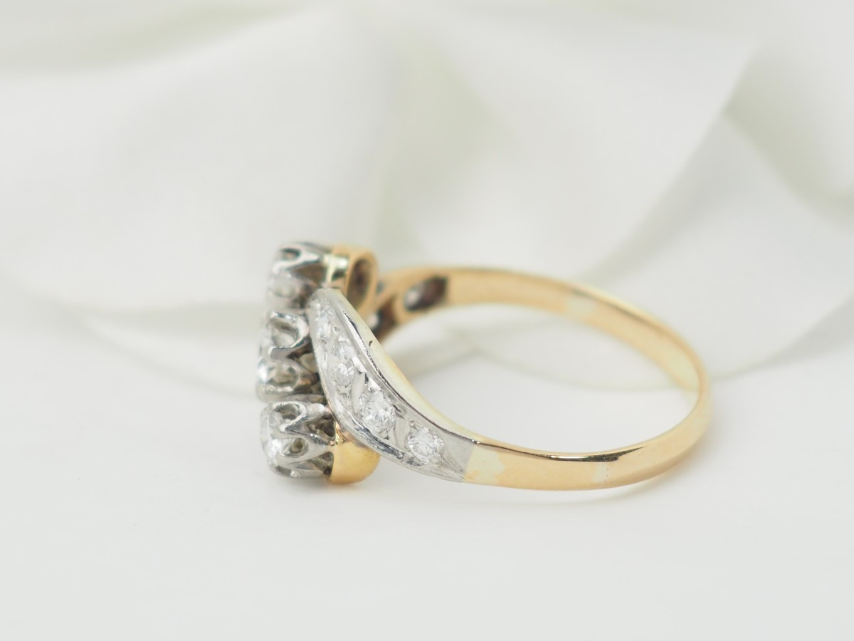 Antique Two-tone Gold And Diamond Ring-photo-4