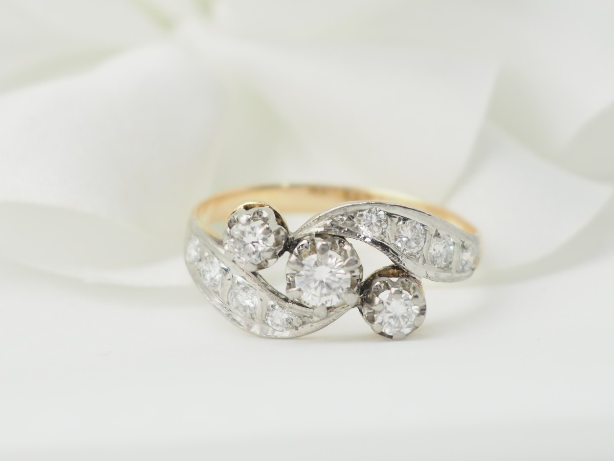 Antique Two-tone Gold And Diamond Ring-photo-2