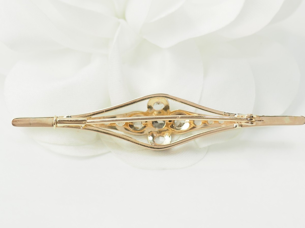 Two-tone Gold And Diamond Barrette Brooch-photo-2