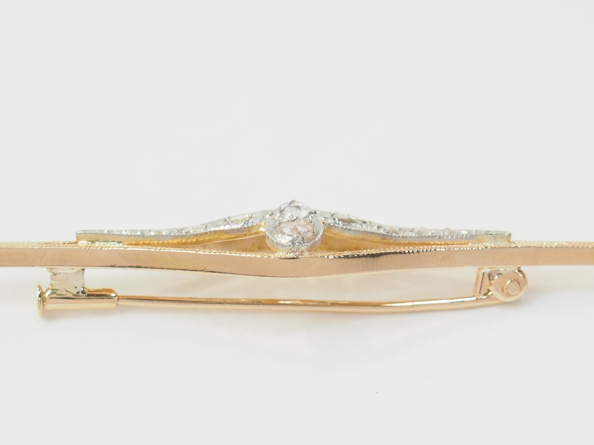 Two-tone Gold And Diamond Barrette Brooch-photo-3