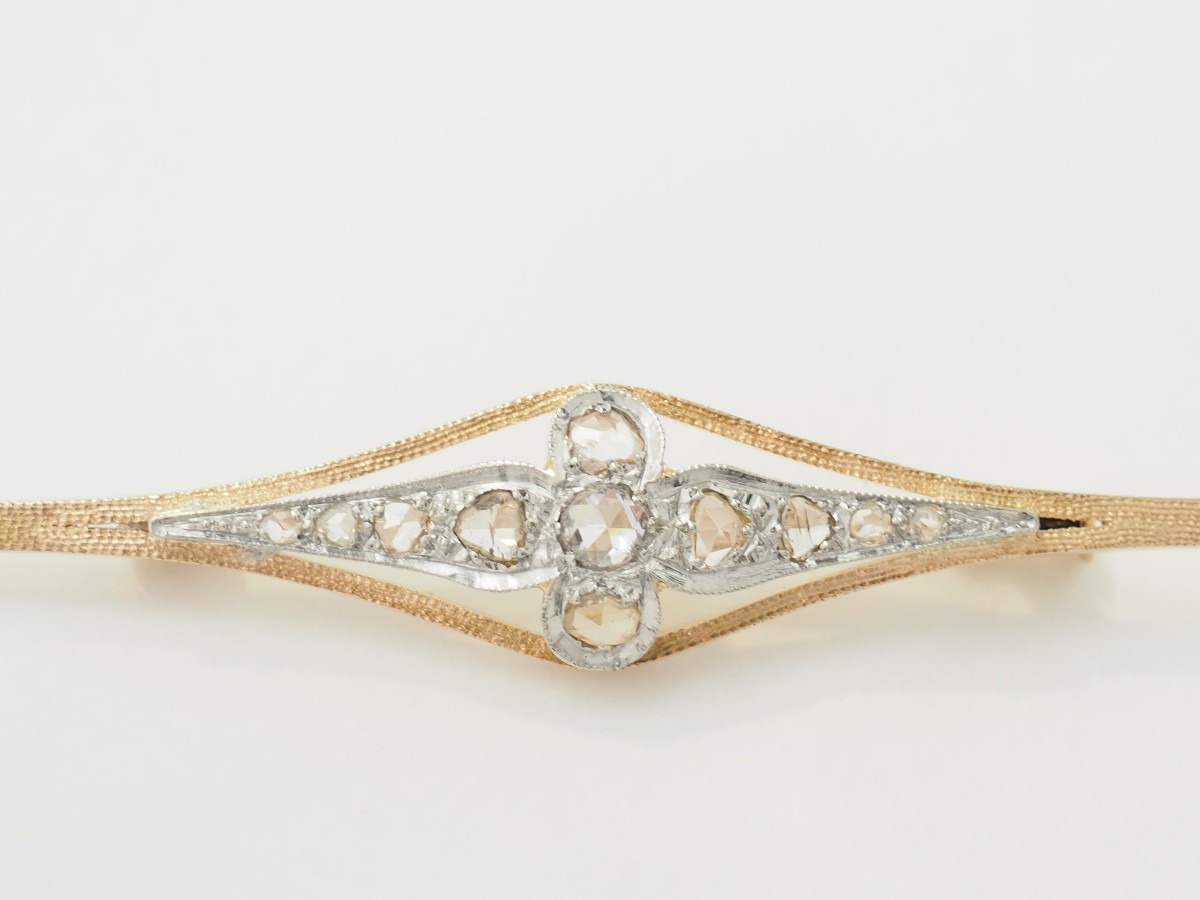 Two-tone Gold And Diamond Barrette Brooch-photo-4