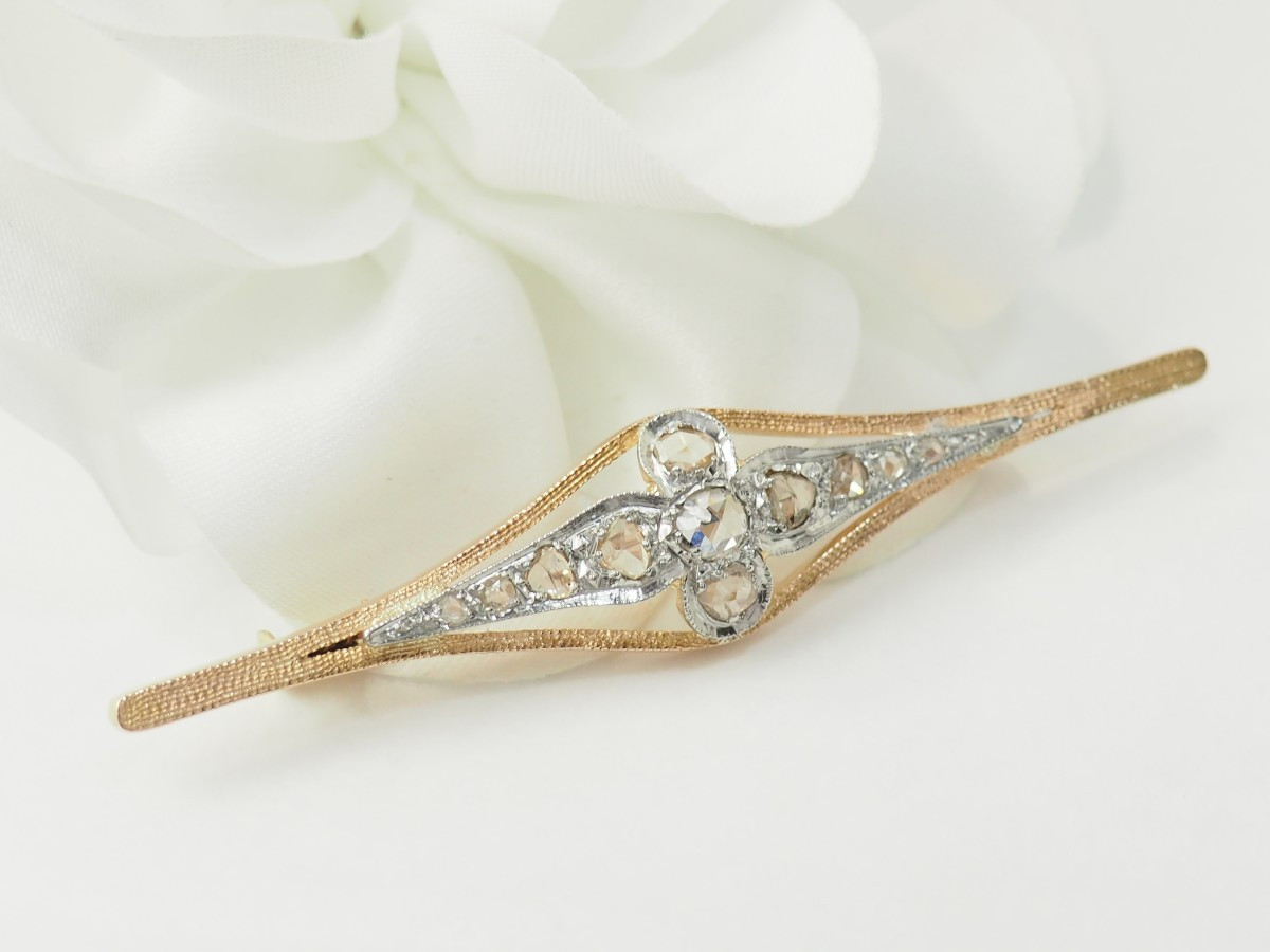 Two-tone Gold And Diamond Barrette Brooch-photo-1