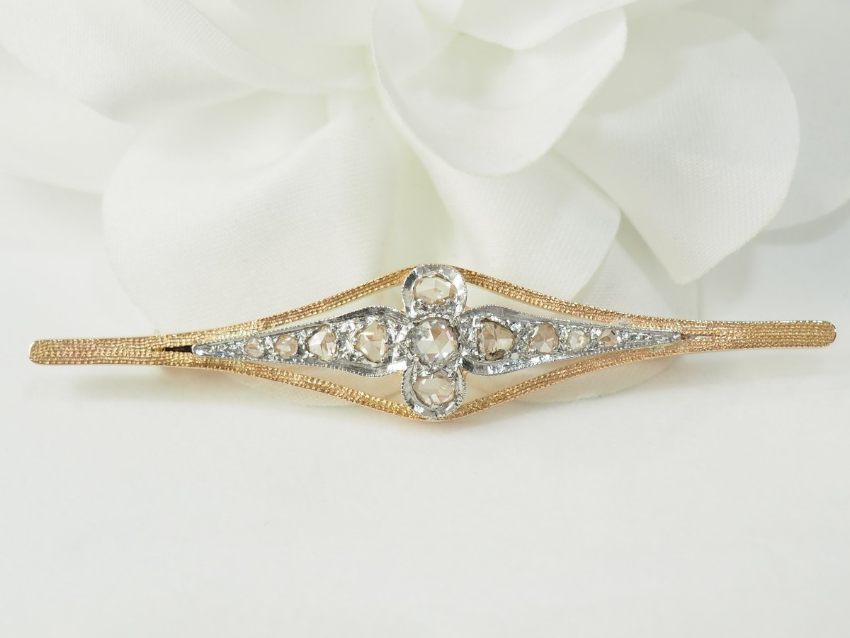 Two-tone Gold And Diamond Barrette Brooch-photo-2