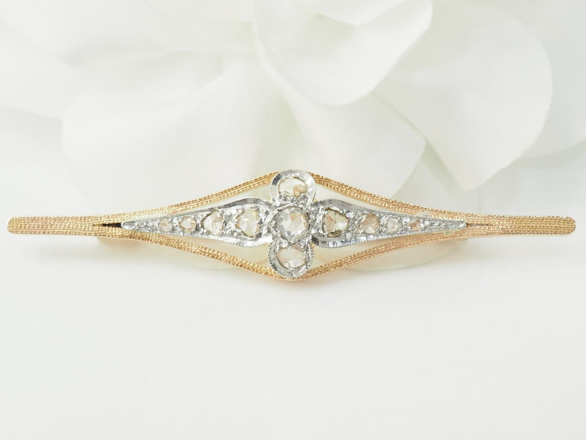 Two-tone Gold And Diamond Barrette Brooch