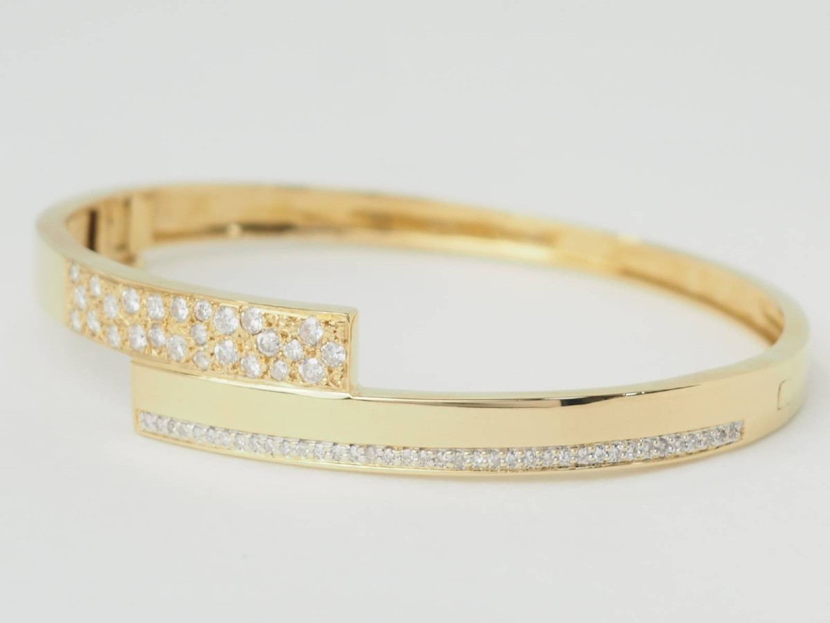 Yellow Gold And Diamond Opening Bangle Bracelet-photo-1