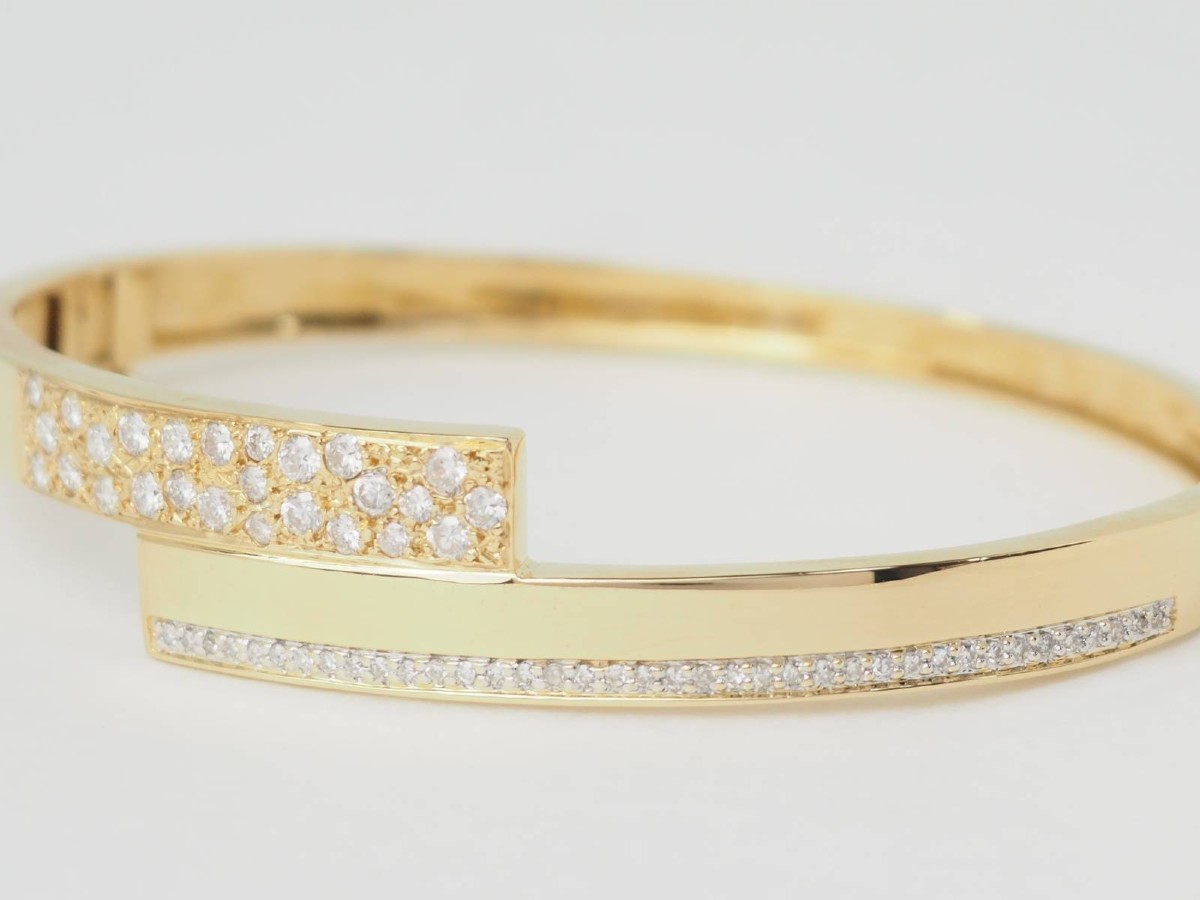 Yellow Gold And Diamond Opening Bangle Bracelet-photo-2