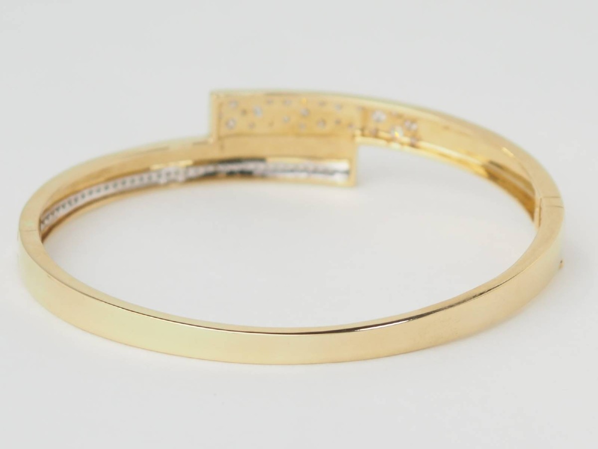 Yellow Gold And Diamond Opening Bangle Bracelet-photo-4