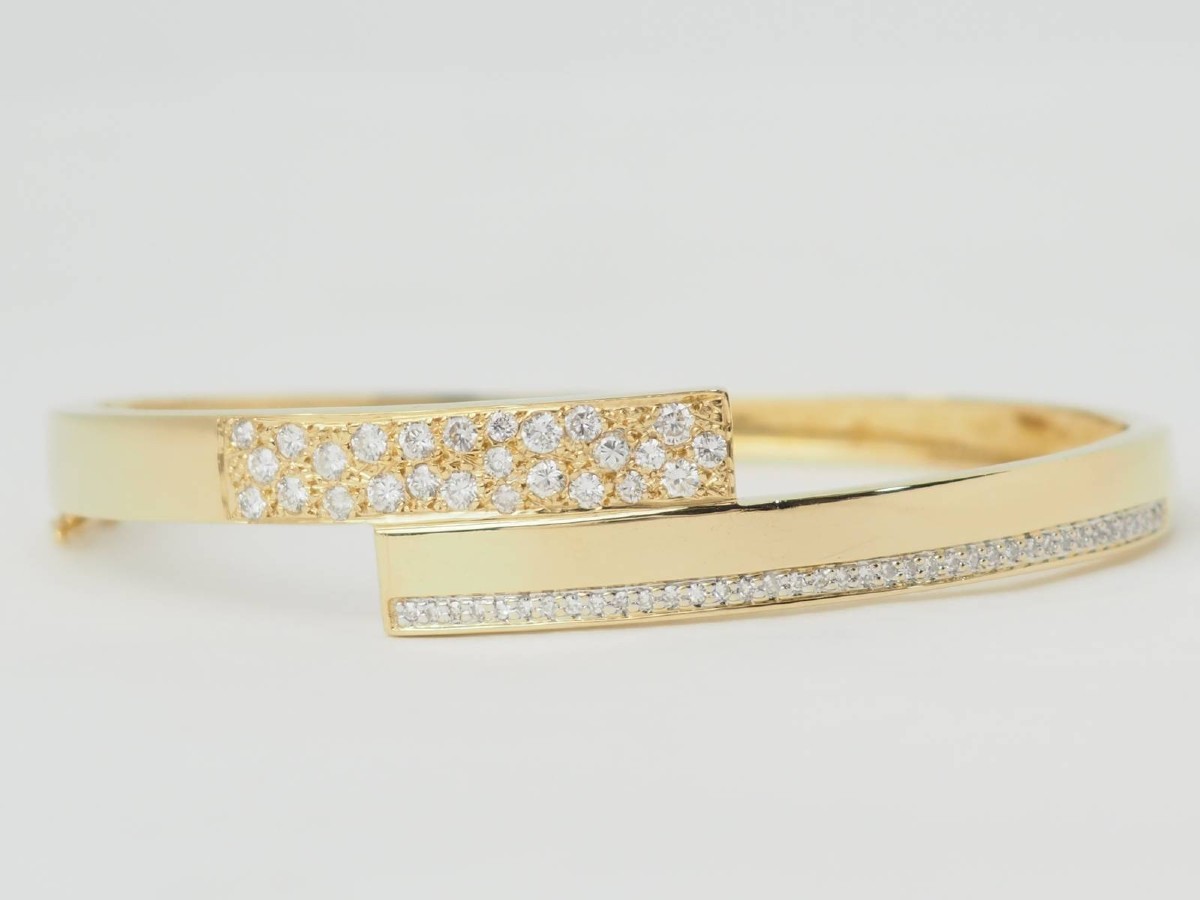 Yellow Gold And Diamond Opening Bangle Bracelet