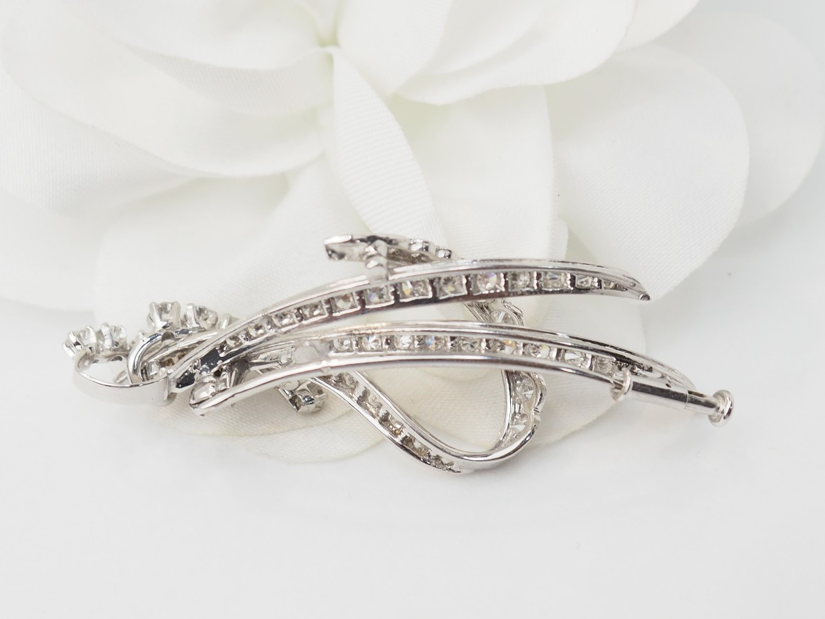 Broche vintage en or blanc et diamants-photo-4