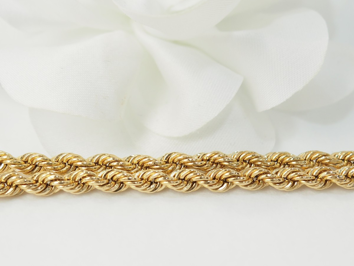 Yellow Gold Rope Mesh Bracelet-photo-2