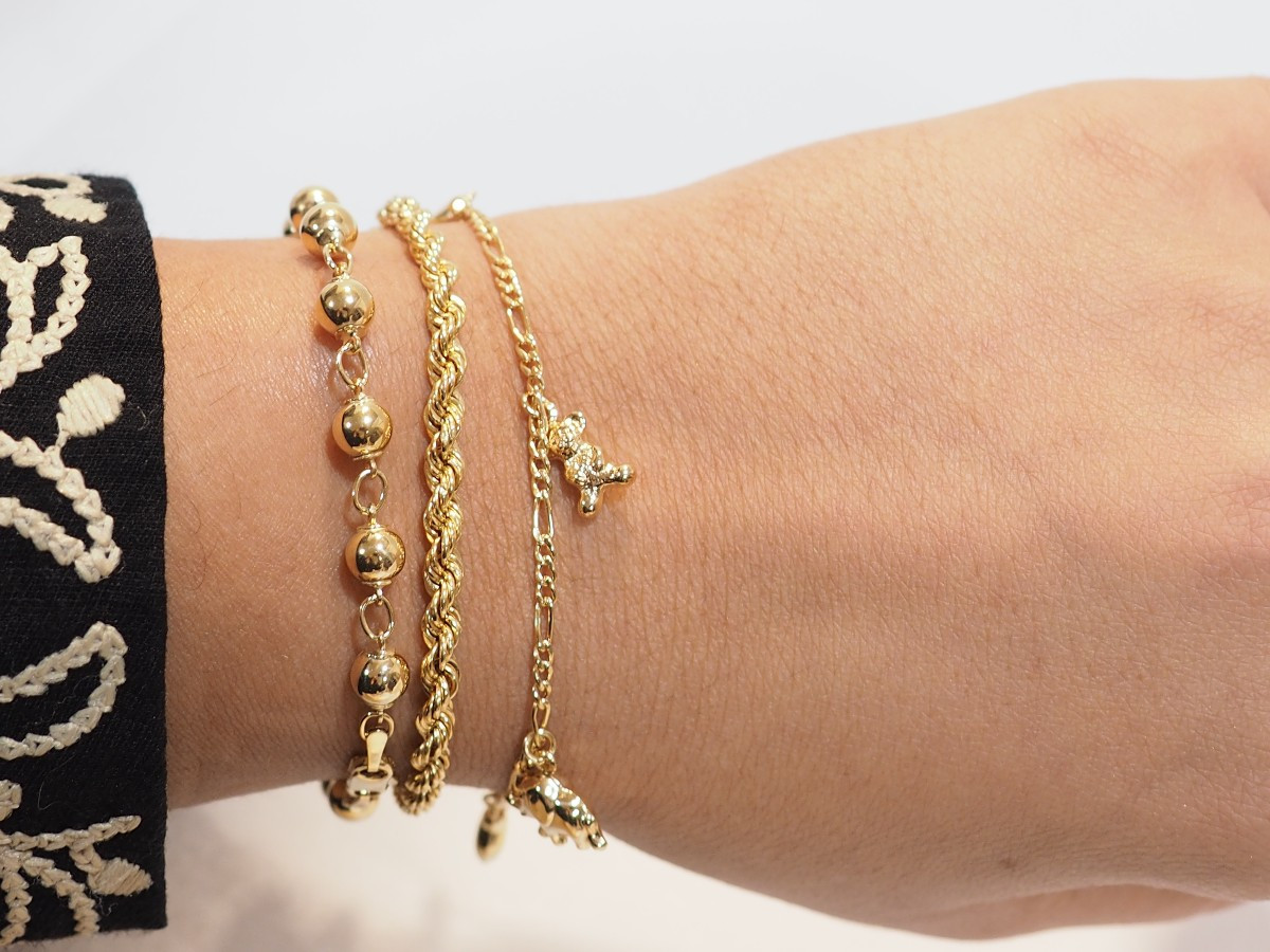 Yellow Gold Rope Mesh Bracelet-photo-3