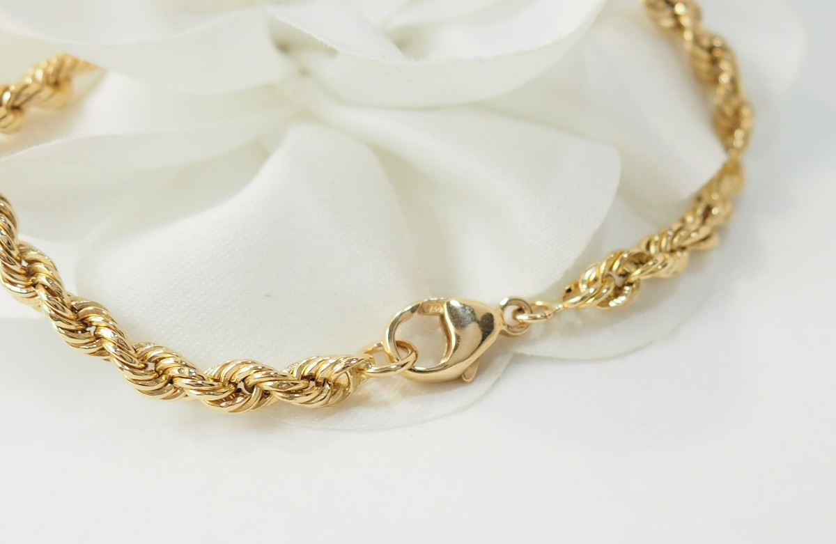 Yellow Gold Rope Mesh Bracelet-photo-4