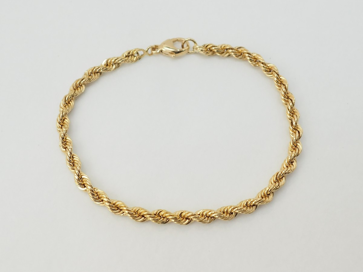 Yellow Gold Rope Mesh Bracelet-photo-1