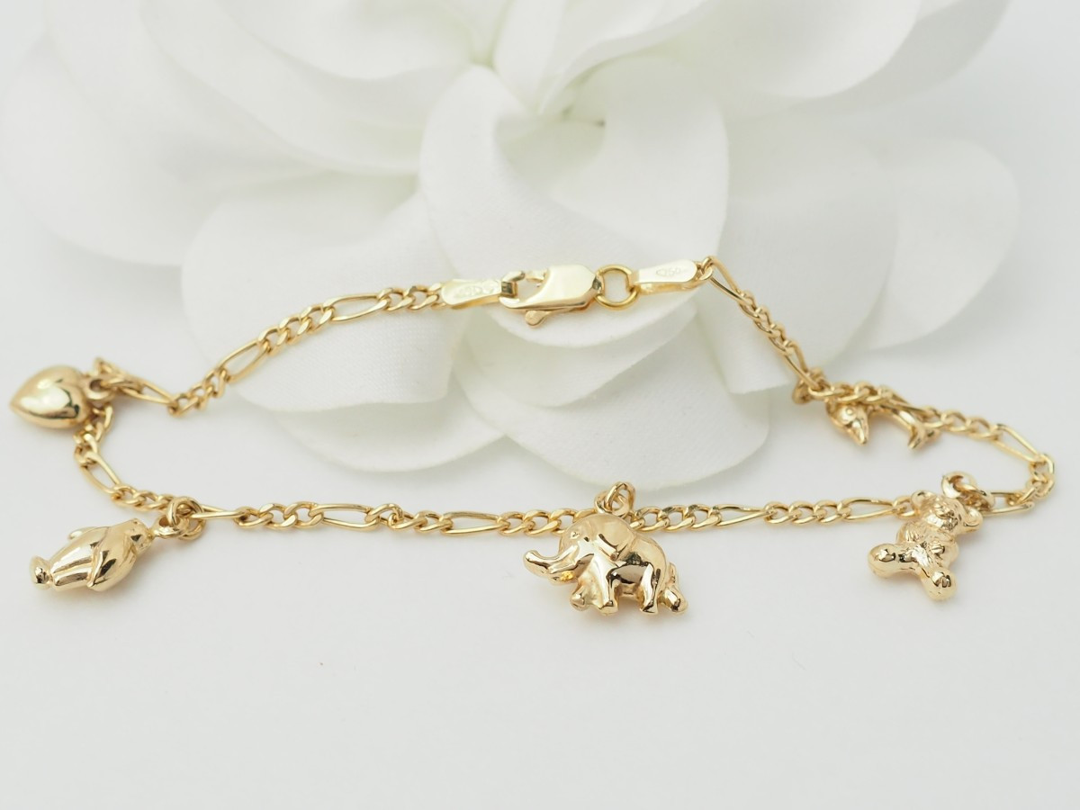 Five Charm Bracelet In Yellow Gold-photo-4