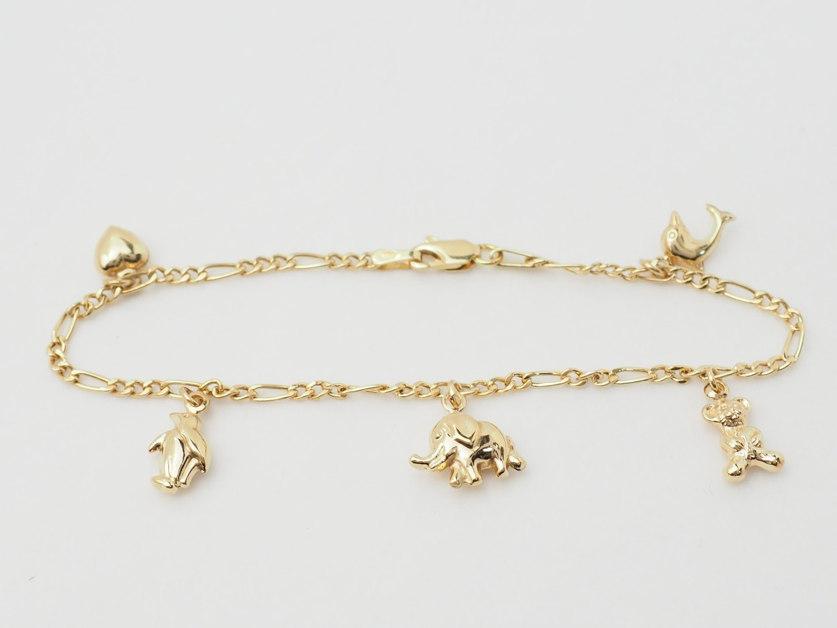 Five Charm Bracelet In Yellow Gold-photo-2