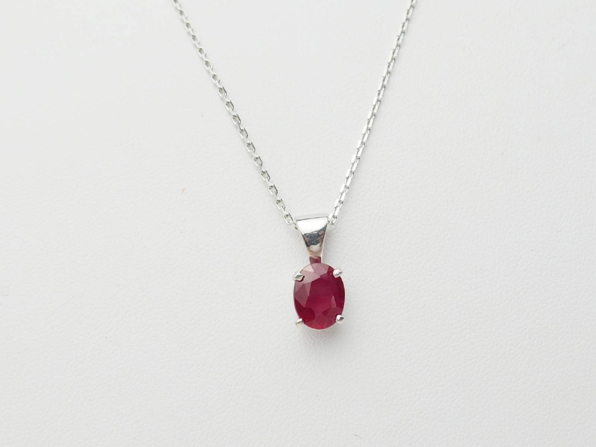White Gold And 2.12ct Ruby Solitaire Necklace-photo-2