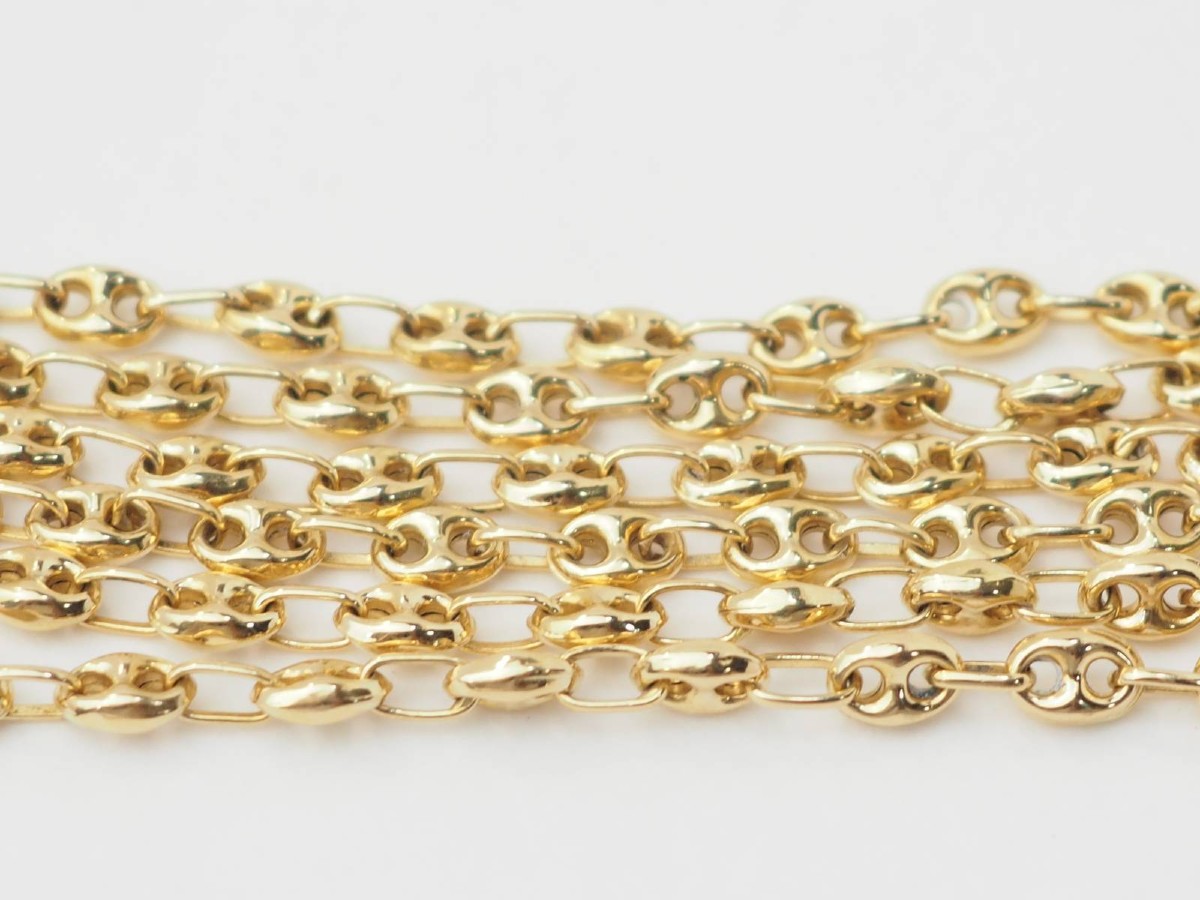 Yellow Gold Coffee Bean Mesh Necklace-photo-1