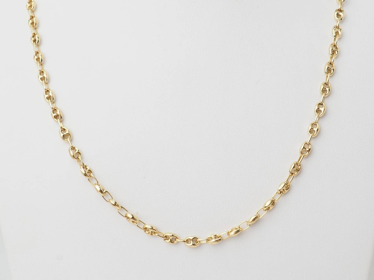 Yellow Gold Coffee Bean Mesh Necklace-photo-3