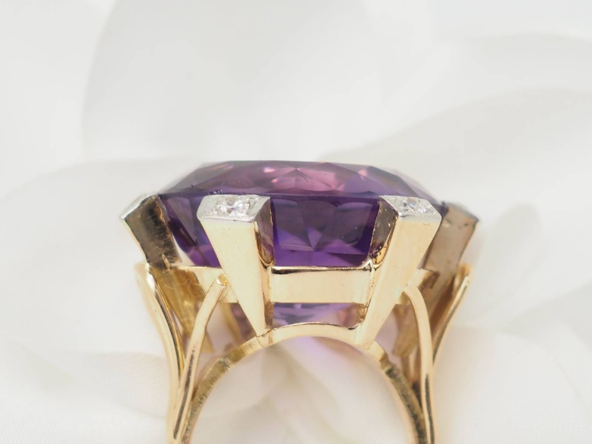 Important Cocktail Ring In Rose Gold, Amethyst And Diamonds-photo-4