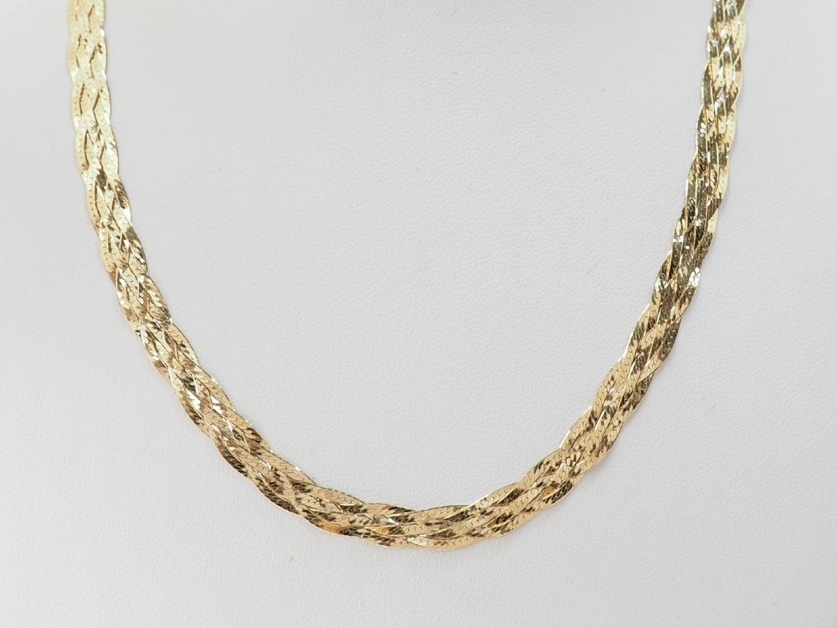 Yellow Gold Braided Necklace-photo-2