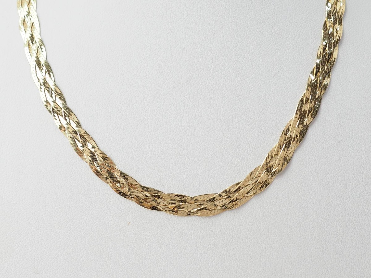 Yellow Gold Braided Necklace-photo-4