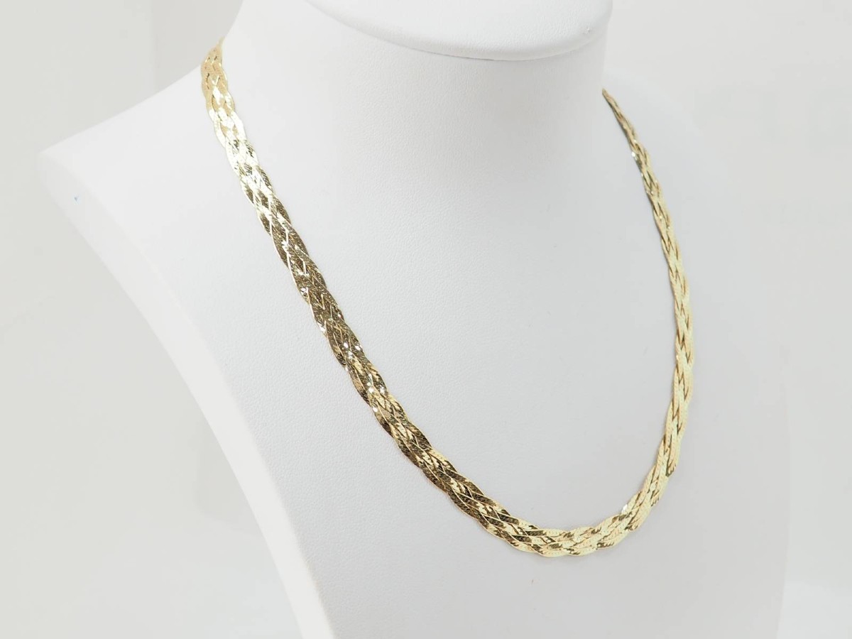 Yellow Gold Braided Necklace-photo-1