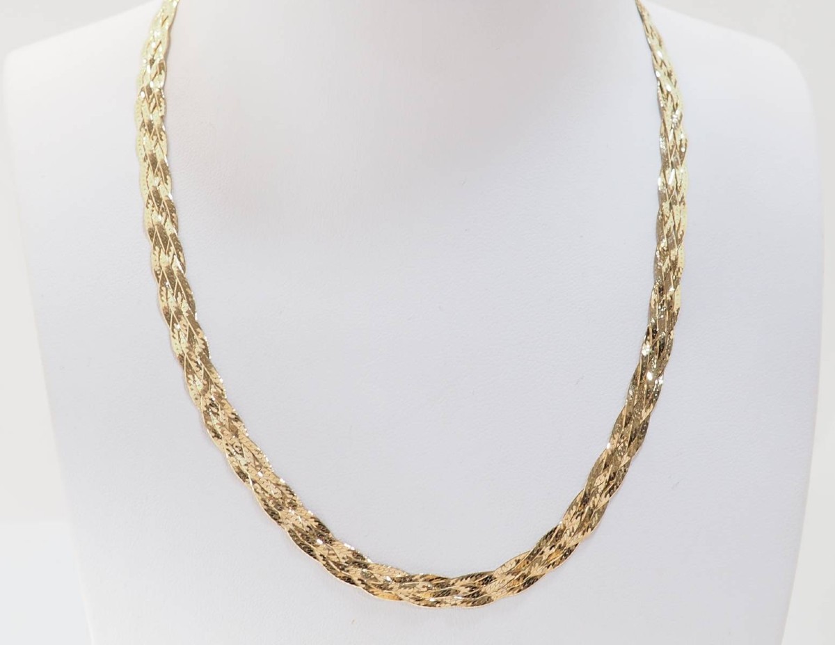 Yellow Gold Braided Necklace-photo-3
