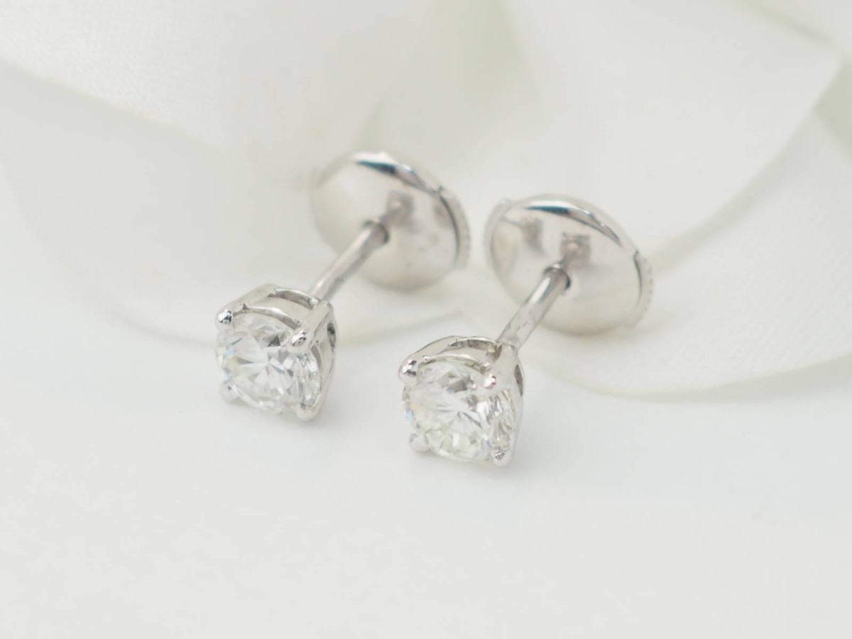 White Gold And Diamond Stud Earrings -photo-3
